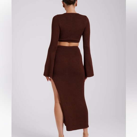 Flare Sleeve Knit Dress - Chocolate - Picture 4 of 7